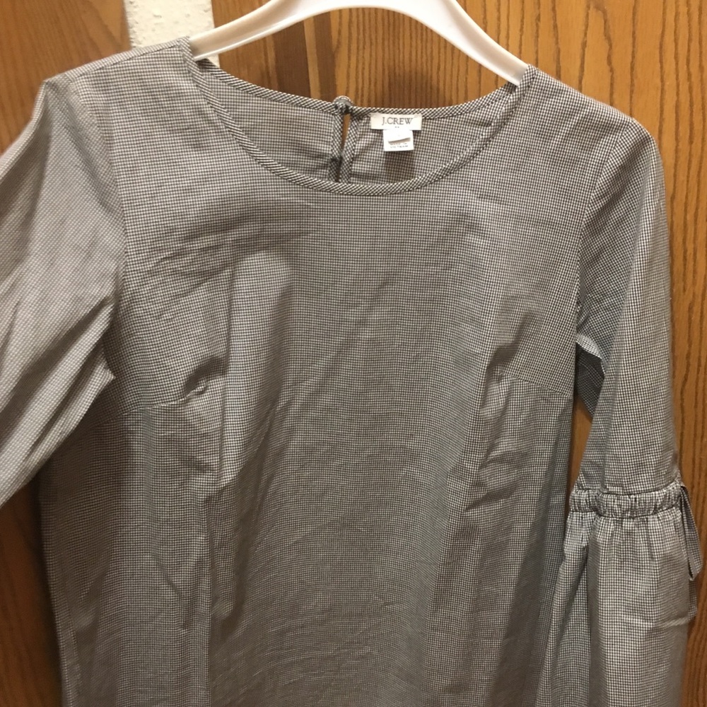 J. Crew Tie Sleeve Mini-Gingham Blouse